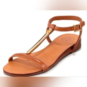 Tory Burch • Pacey T-Strap Gold Bar Sandals Size 7
